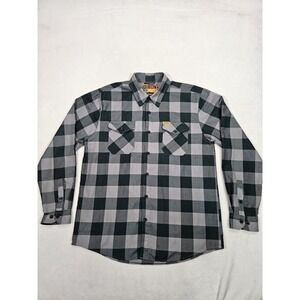 Dixxon Beeline Flannel Shirt Gray Green Plaid Check Men's Sz Large Oversized
